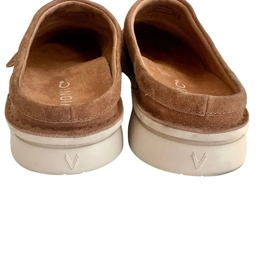 Vionic Mens Uptown Clog Tan Suede Slip On Mules Comfort Shoes Casual Preppy 8